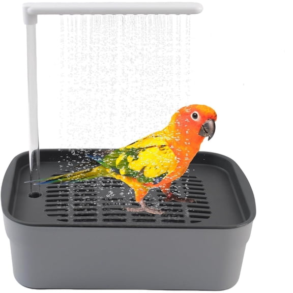 Automatic Parakeet Bird Bath with Pump,Adjustable Water Flow & Parrot Shower,USB Powered Bird Fountain Bathtub for Cage,Quiet Circulating Water System for Budgie,Lovebird(L-12*4*9")