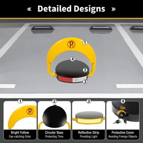 Automatic Parking Space Lock Remote Control Yellow Parking Barrier Waterproof US