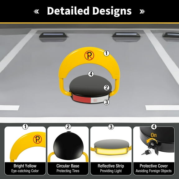 Automatic Parking Space Lock Remote Control Yellow Parking Barrier Waterproof US