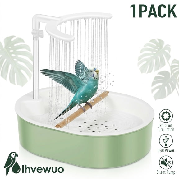 Ihvewuo Automatic Parakeet Bird Bath with Pump Bird Bath Shower for Cage Large Bird Shower Fountain for Parakeets Pet Birds