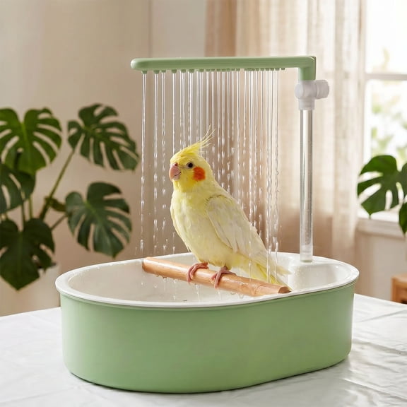 Automatic Parrot Bathtub USB Powered Electric Bird Shower Bath with Pump Waterproof Cloth Adjustable Water Flow for African Grey Parrot Cockatoo Parakeet Lovebird