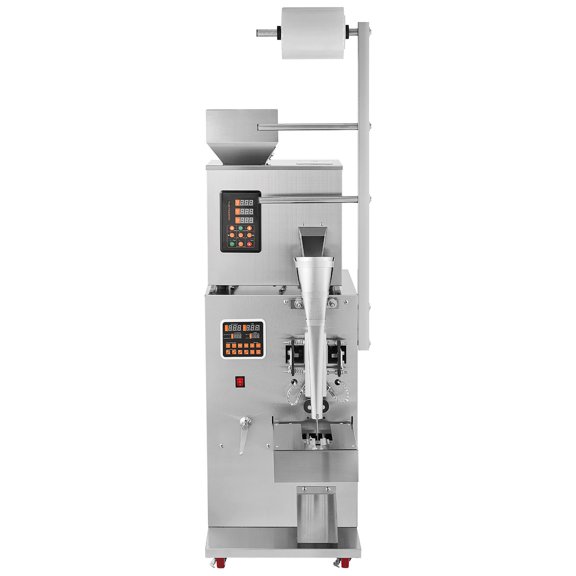 Automatic Particle Packaging Machine 1-100g Filling Range, Multi Function Weighing Filling Sealing and Cutting Pouch Packing Machine for Tea, Seeds, Grains, Flour, Beans, Powder and Granules