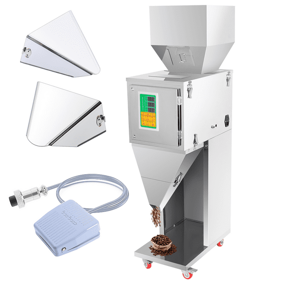 Automatic Particle Packing Machine, Particle Filling Machine, Intelligent Weigh Filler Equipment with Digital Control & Foot Pedal, Stainless Steel, 0.1g Accuracy for Particle, Powder, Beans Packing