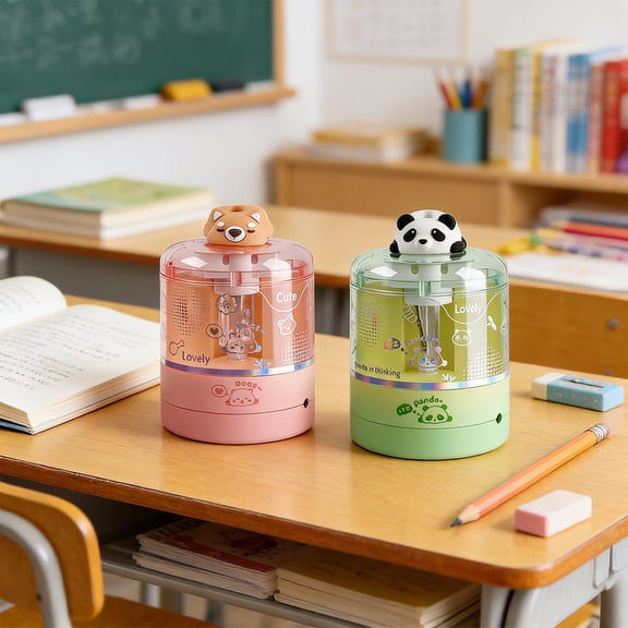 Automatic Pencil Sharpener for Young Learners, Hand Crank Compact, Transparent Shavings Box for Classroom Home by PALIFEUR