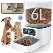 Automatic Cat Feeder with Camera & Night Vision, DOMIPET WiFi Cat Food Dispenser Dog Timed Feeder Two-way Audio 6L Pet Feeder for Cat/Dog, APP