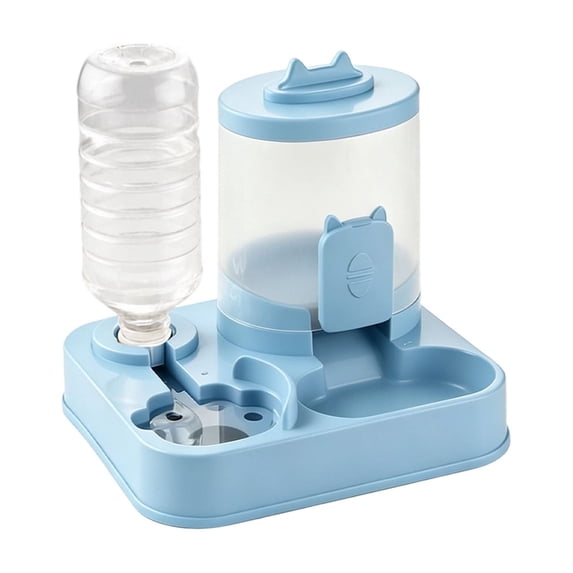 Automatic Pet Feeder,2-in-1 Food and Water Dispenser Feeding Station for Cats Small Dogs Daily Use | Visible Transparent Storage | Detachable Easy Clean Design,Blue