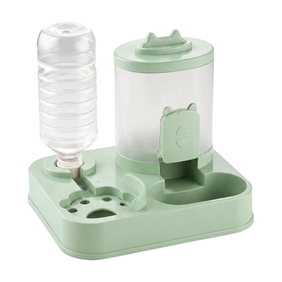 Automatic Pet Feeder,2-in-1 Food and Water Dispenser Feeding Station for Cats Small Dogs Daily Use | Visible Transparent Storage | Detachable Easy Clean Design,Green