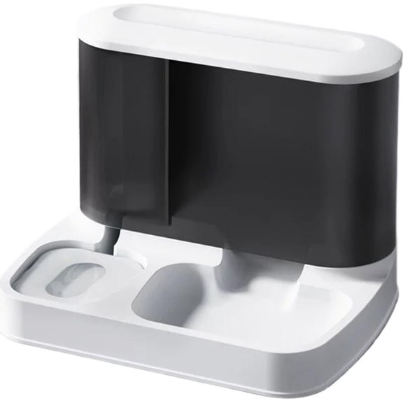 Automatic Pet Feeder, 2-in-1 Gravity Water Dispenser and Food Hopper with Transparent Window for Easy Monitoring