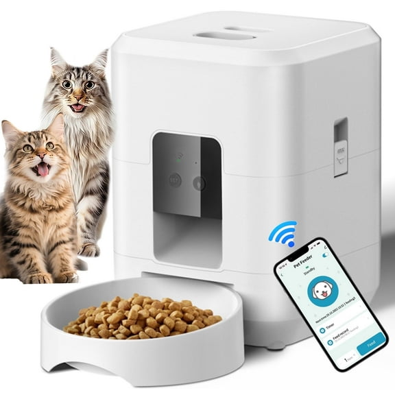 Automatic Pet Feeder, 2L WiFi Cat Feeder, Schedule Feeding Pet Food Dispenser for Cats with Bowl, Up to 10 Meals per Day