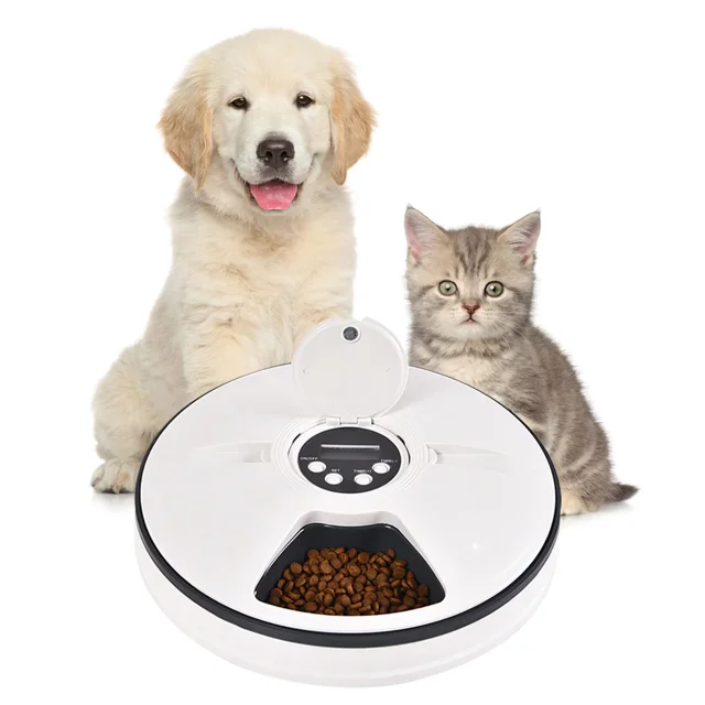 Timed Automatic Pet Feeder, 6Meal Auto Food Dispenser for Cats & Small Dogs, Easy Operate