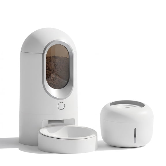 Automatic Pet Feeder for Cats and Dogs, Smart Programmed Meal Planner with Portion Control, Timed Dry Food Dispenser for Busy Pet Parents, Ultra-Compact Space-Saving Design, Alabaster White