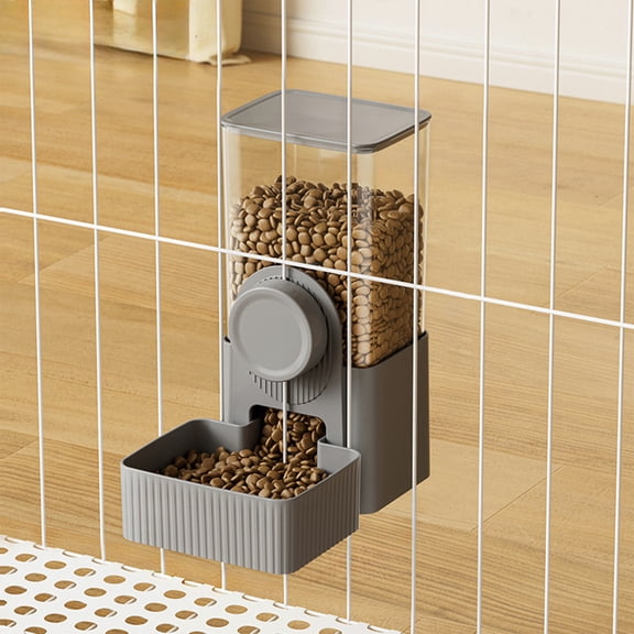 Automatic Pet Feeder, Czzoypi Wall Mounted Food Water Dispenser for Small Pets, Hamster Rabbit Kitten Dog Cat Feeder Bowl with Non-Slip Design, Gray