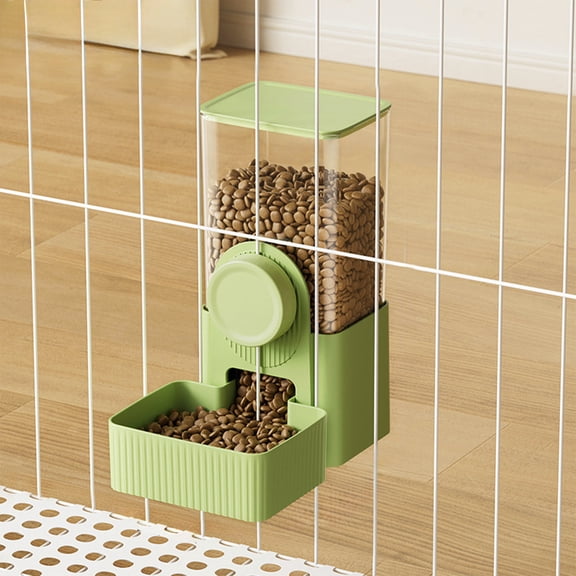 Automatic Pet Feeder, Czzoypi Wall Mounted Food Water Dispenser for Small Pets, Hamster Rabbit Kitten Dog Cat Feeder Bowl with Non-Slip Design, Green