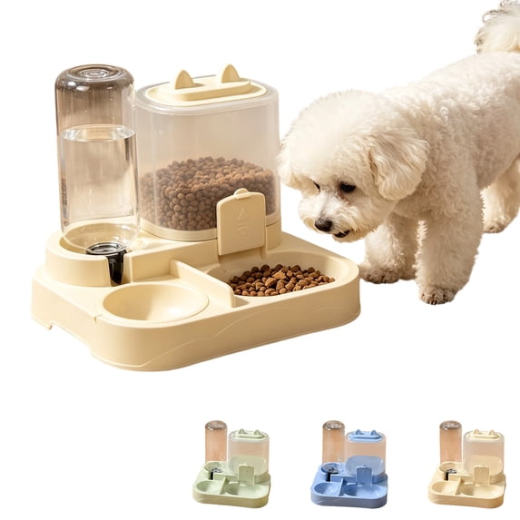 Automatic Pet Feeder Dog and Cat Bowl 2 in 1 with Food and Water Dispenser, Non Slip Raised Pet Bowl for Small Dogs and Cats, Easy Clean Bowls for Busy Owners