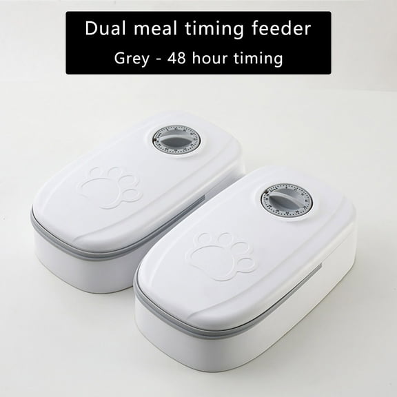 Automatic Pet Feeder with Timer | 48-Hour Programmable Dry & Wet Food Dispenser | 2-Bowl Design for Cats & Small Dogs | 12.4oz Capacity Each | Battery Powered