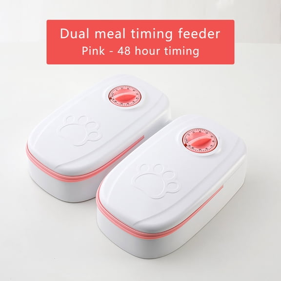 Automatic Pet Feeder with Timer 48 Hour Programmable Food Dispenser for Cats and Small Medium Dogs - Dual Bowl Dry or Semi-Wet Food Dispenser with Ice Pack Compartment
