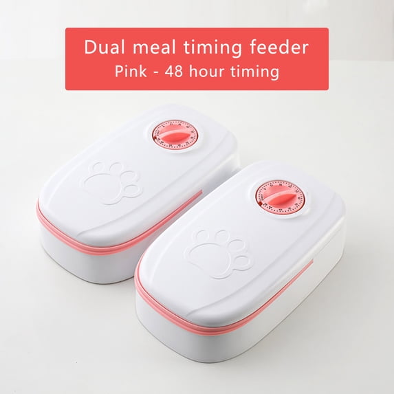 Automatic Pet Feeder with Timer for Cats & Dogs | 48-Hour Programmable Food Dispenser for Dry or Wet Food | Double Bowl Feeder with Portion Control & Ice Pack Compartment for Fresh Meals