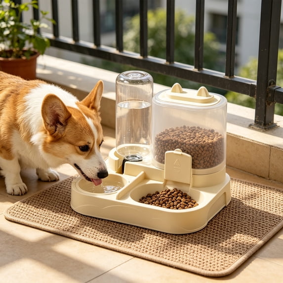 Automatic Pet Feeder Water Dispenser Combo, Large Capacity Storage Tank ...