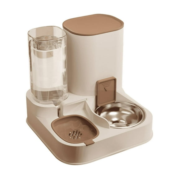 Automatic Pet Feeder and Water Food Dispenser,100% BPA-Free,Gravity Refill,Self Feeding Cat Food and Water Dispenser Set for Small Large Pets Puppy Kitten Rabbit Bunny(10"×10"×11",Brown)