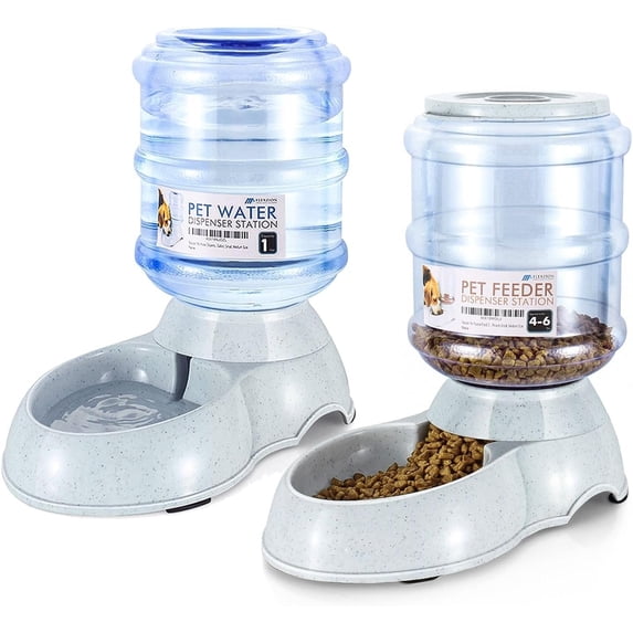 Automatic Pet Feeder & Waterer Set of 2 Pack, Self Feeding Replenish ...