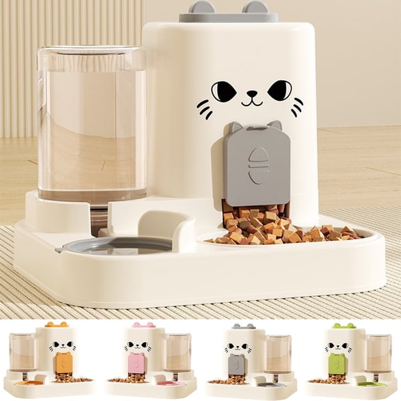 Automatic Pet Feeder and Water Dispenser 2 in 1 Set for Small Dogs Cats Puppies, Self Feeding Bowl Station with Bowls, Green Pet Supplies, Green