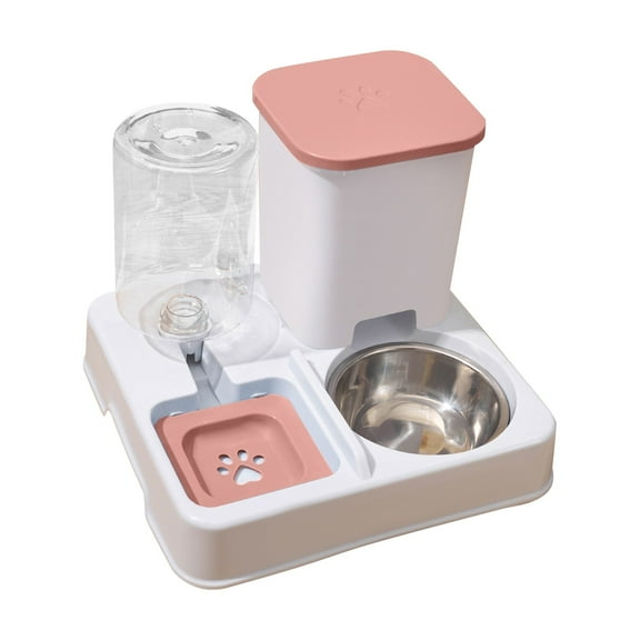 Automatic Pet Feeder and Water Dispenser, Gravity Feeding with Stainless Steel Bowl and Automatic Water Bottle for Small Medium Dogs and Cats