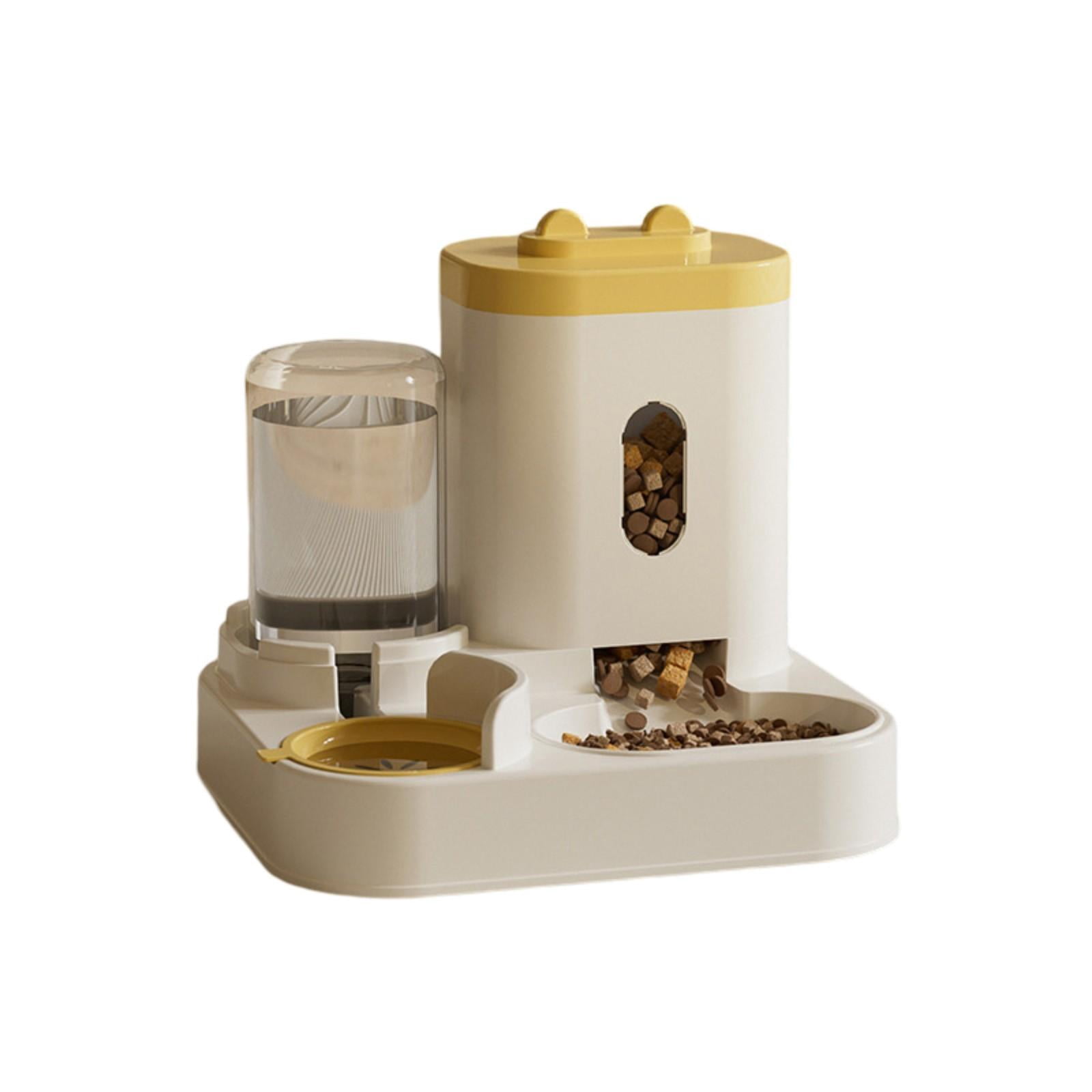 Automatic Pet Feeder and Water Dispenser, Self - Feeding Cat Bowl Dog Bowl with Gravity Water Supply, for Cats Dogs Indoor Use, Yellow