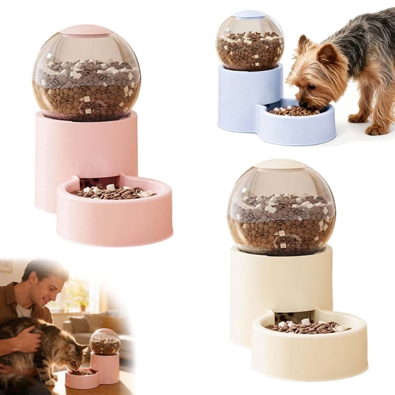 Automatic Pet Feeder and Water Dispenser Set for Cats and Dogs with Food and Water Bowl, Large Capacity Plastic Design _ Blue