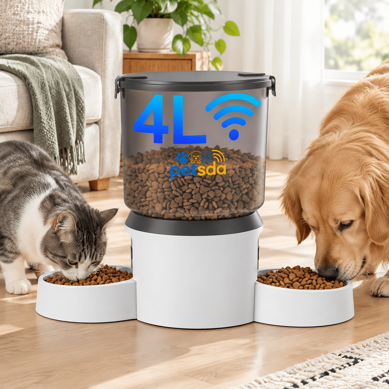 Automatic Pet Feeder for 2 Cats, White-3C, 4L Capacity with 2K Camera ...