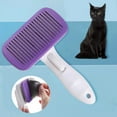 thumbnail image 1 of Automatic Pet Hair Removal Comb for Dogs - Stainless Steel Deshedding Tool, 7.09x4.33x2.36 inch, Reduces Wool Balls and Allergies, Ideal for Long Hair Animal Grooming(Purple), 1 of 3