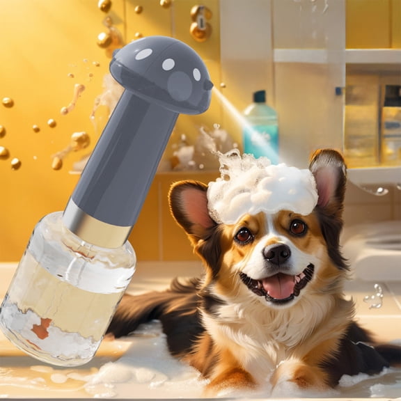 Automatic Pet Shampoo Foam Maker USB Rechargeable Foaming Generator for Cats and Dogs Bath, One-Click Lathering Soap Dispenser Bubble Machine for Gentle Pet Grooming, Gray