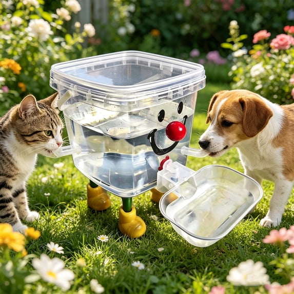 Automatic Pet Water Dispenser 5L Capacity, Gravity Fed Drinking Station For Dogs Cats, Large Water Tank Pet Fountain Alternative For Home Indoor Use