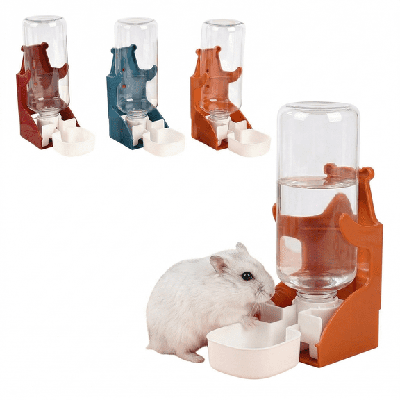 Automatic Pet Water Dispenser for Cages, 500ml Gravity Feeder for Hamsters Rabbits, Hanging Leak Proof Water Bottle with Stable Base, Small Animal Hydration Station for Travel