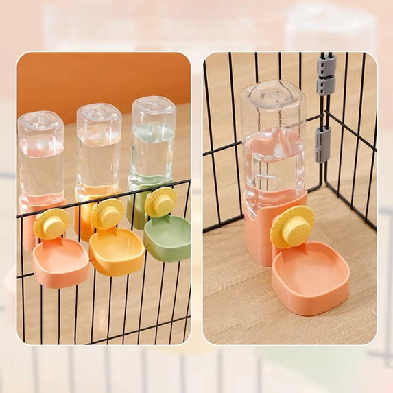 Automatic Pet Water Dispenser, Dog Crate Water Bottle Dispenser, Plastic Water Bottle, Hanging Kennel Water Sculpted Piece, Yellow Finish, Cage Mount, 1 Pc
