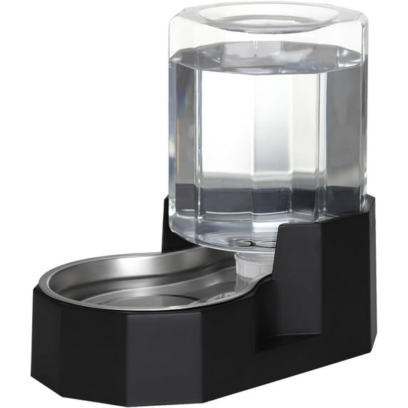 Automatic Pet Water Dispenser with Stainless Steel Bowl, Gravity Waterer, Angular Water Feeder for Small to Large Dogs and Cats (White, 8L Without Filter)