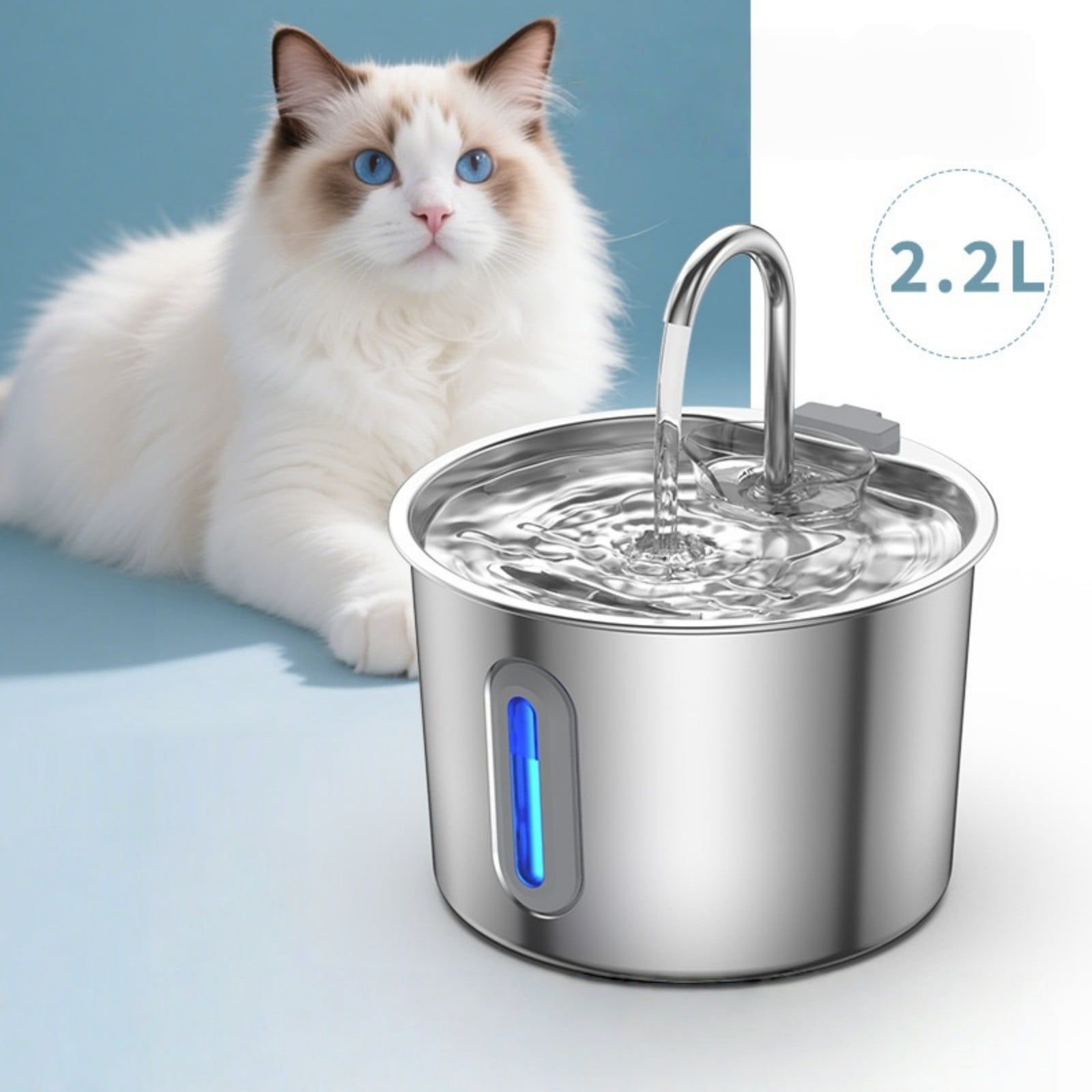 Automatic Pet Water Dispenser Stainless Steel with Faucet Window Large Capacity for Cats and Dogs Indoor Use