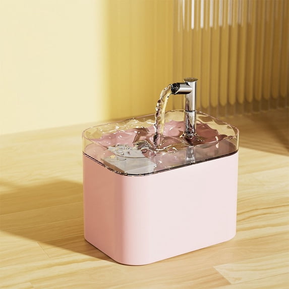 Automatic Pet Water Dispenser with USB Port Circulating Drinking for Cats Dogs Indoor Outdoor Use, 17x14x12.5 cm, Pink