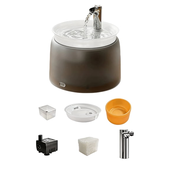 Automatic Pet Water Fountain with Flowing Circulation System, 6-Piece Set, Gray, for Indoor Cats and Small Dogs