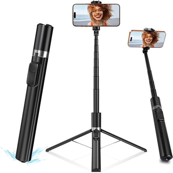 Automatic Phone Tripod, 67 Auto-Deploy Selfie Stick Tripod with Remote - 360 Rotatable Extendable - Portable Phone Tripod Stand for Video Recording on iPhone Android