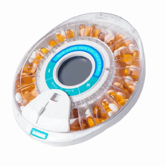 Automatic Pill Dispenser for Elderly with Alarm, 28-Day Electronic Locked Pill Box, Sound&Light Reminders,1 x Automatic Pill Dispenser,White