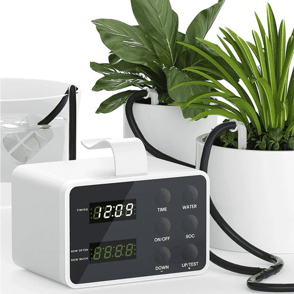 Automatic Plant Waterer Indoor Self Watering System for 15 Potted Plants Automatic Drip Irrigation Kit Programmable Water Timer Smart Humidity Detection Watering