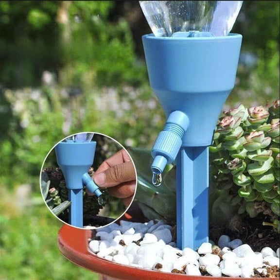 Automatic Plant Waterer Slow Drip Irrigation System - Self Watering Device for Potted Plants Indoor Outdoor Garden Watering Tools - Adjustable Water Flow, No Electricity Needed - 1 Pack, Blue