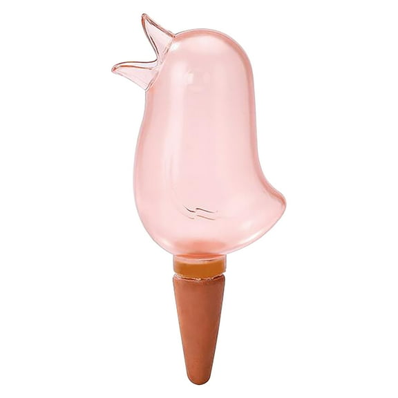 Automatic Plant Watering Kit | 2-Pack Drip Irrigation Devices for Indoor Plants | Transparent Bird Design with Terracotta Spikes | 16.6cm x 7cm | Red or Blue Options