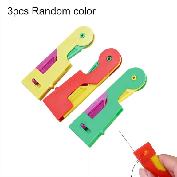Automatic Plastic Needle Threader, Portable Hand Sewing Tool for Quick Needle Threading, Easy Threader for Seniors & Crafters, Random Color 3 Pack