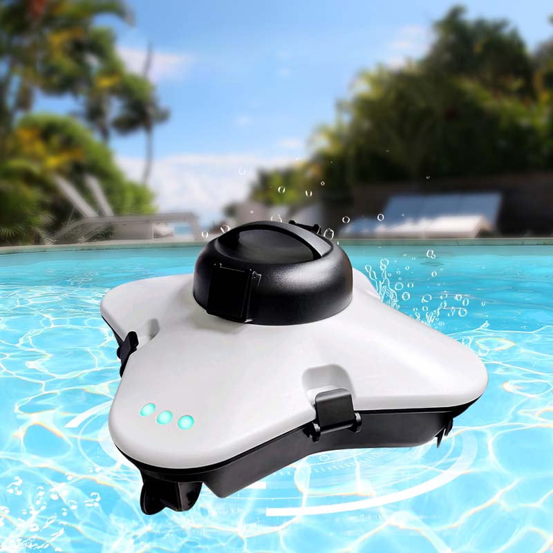 Automatic Pool Vacuum, Cordless Electric Robot for Above and In-ground Pools, Suitable for Areas Up to 1000 Square Feet -White