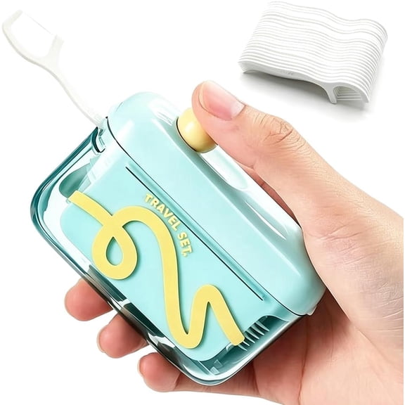 Automatic Pop-Up Floss Dispenser,50 Dental Floss Picks Included,Refillable Floss Holder,Portable Travel Floss Case,Toothpick Storage Organizer for Home Travel Hotel Oral Care