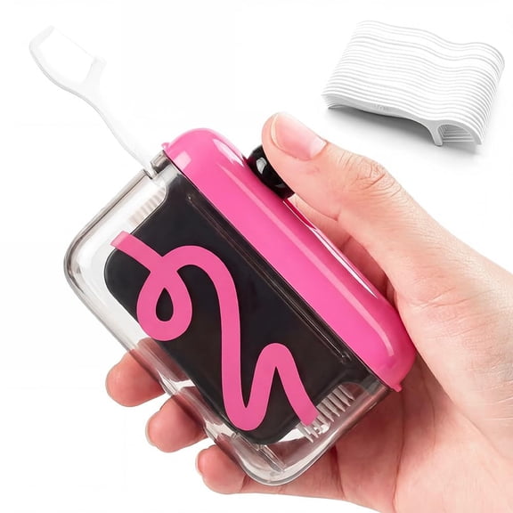 Automatic Pop-Up Floss Dispenser,50 Dental Floss Picks Included,Refillable Floss Holder,Portable Travel Floss Case,Toothpick Storage Organizer for Home Travel Hotel Oral Care