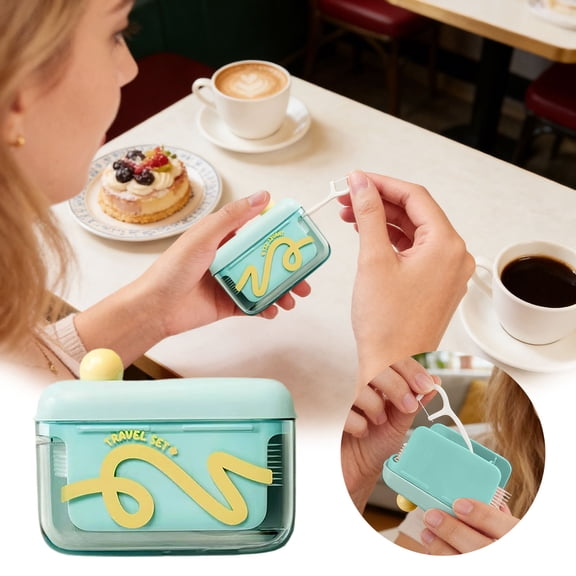 Automatic Pop-Up Floss Pick Dispenser, Portable Refillable Toothpick Holder with 10 Picks, Travel-Friendly for Purse, Home & On-the-Go