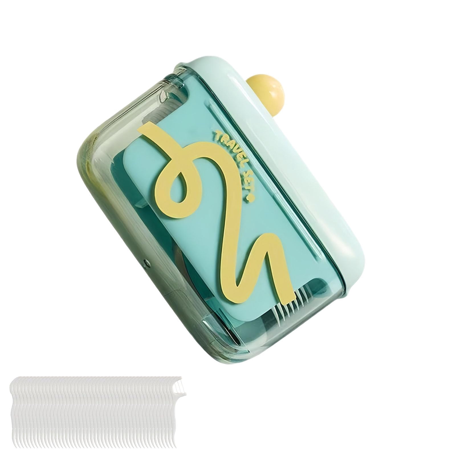 Automatic Pop-Up Portable Floss Dispenser with 50 PCS Dental Floss, Pop-Up Automatic Dental loss Pick Dispenser Case, Press-Type loss Stick ispenser, Travel Foss Picks with Storage Case