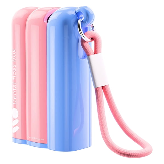 Automatic Pop-Up Portable Floss Dispenser, Ongmies Compact Dental Floss Organizer, Includes 10 Floss Picks & Holds Up to 30, Refillable for Travel & Home Use